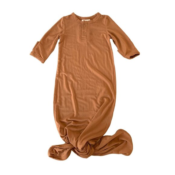 MEBIE BABY 0-3M Brown Infant Knotted Gown 0-3 Bamboo Sleeper Swaddle Nightgown - Picture 1 of 9